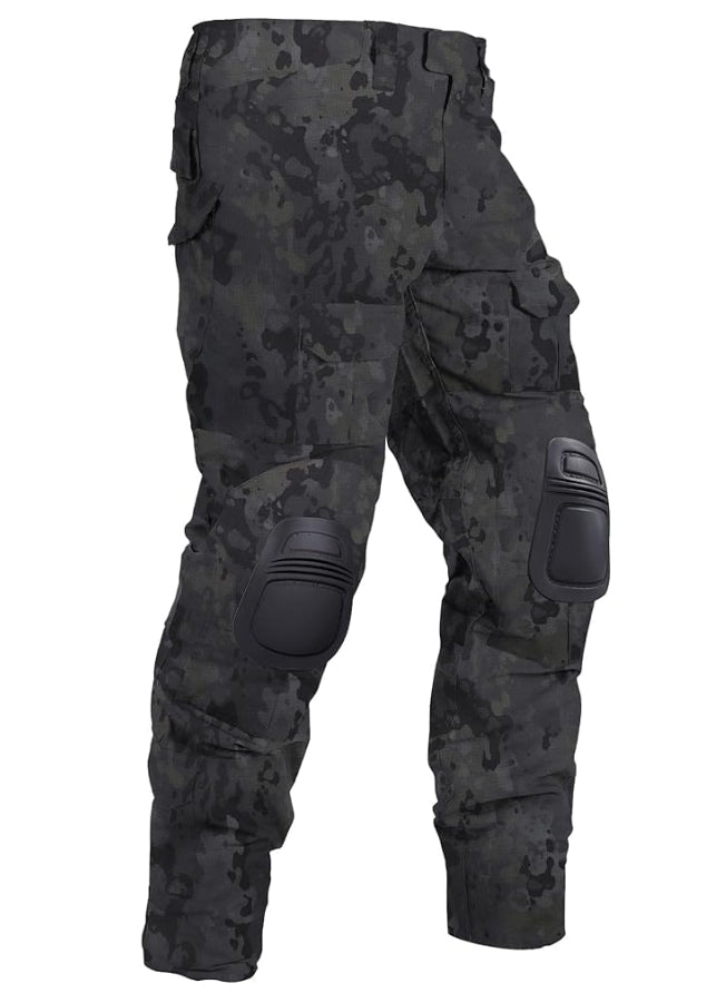VANIYU Men’s Work Cargo Pants with Knee Pads – Water Resistant Hiking & Construction Pants with 10 Pockets, Adjustable Waist & Ankle
