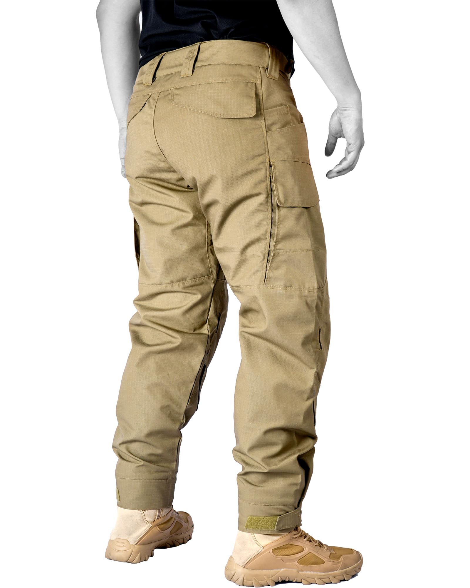 VANIYU Men's Camo Cargo Pants, Water Resistant Hiking Work Pants with Multi-Pockets, Outdoor Ripstop Camouflage Trousers (No Knee Pads)