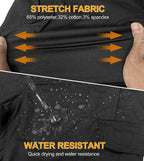 Men's Ripstop Work Cargo Pants, 8-Pocket Utility Hiking Trousers with Stretch Water-Resistant Fabric & Side Elastic Waist