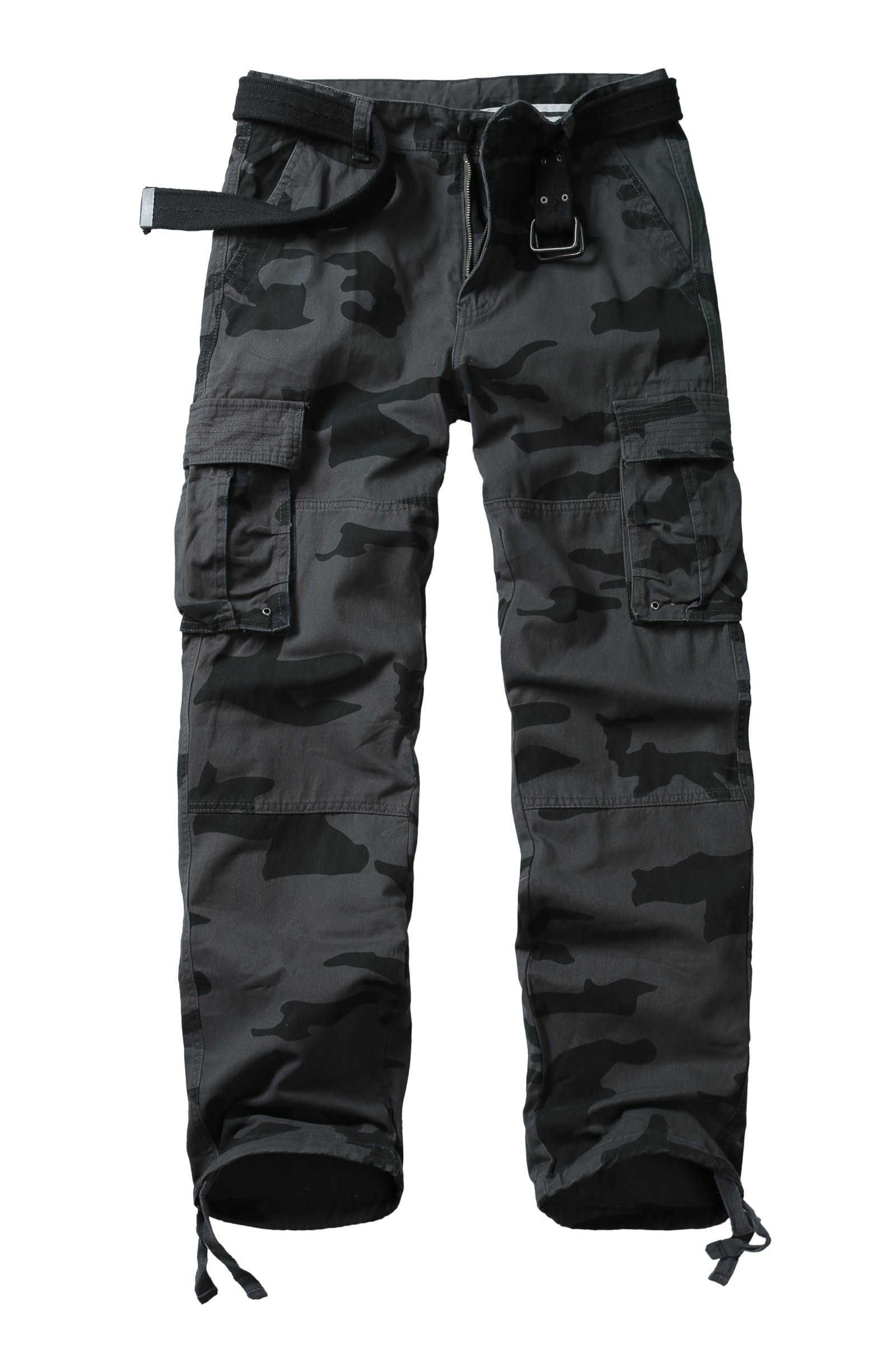 Men's Relaxed Fit Cargo Pants,Cotton Camo Work Pants with 6 Pockets,Durable Outdoor Utility Hiking Pants,No Belt