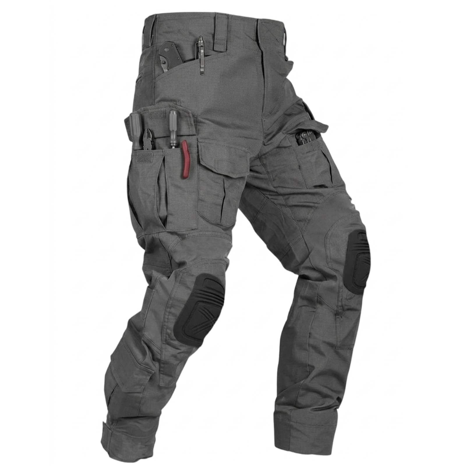 VANIYU Men's Flex Ripstop Work Pants with Removable Knee Pads – 10-Pocket Breathable Utility Trousers for Hiking, Gardening & Outdoor Work (No Belt)