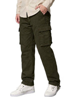 Men's Relaxed Fit Cargo Pants,Cotton Camo Work Pants with 6 Pockets,Durable Outdoor Utility Hiking Pants,No Belt
