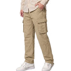 Men's Relaxed Fit Cargo Pants,Cotton Camo Work Pants with 6 Pockets,Durable Outdoor Utility Hiking Pants,No Belt