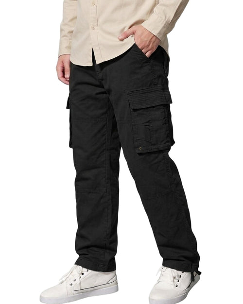 Men's Relaxed Fit Cargo Pants,Cotton Camo Work Pants with 6 Pockets,Durable Outdoor Utility Hiking Pants,No Belt